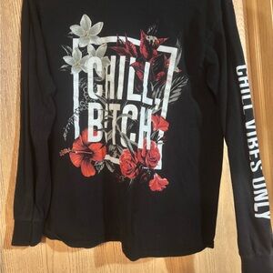 Spencer's Black and Red Long Sleeve Graphic Tee